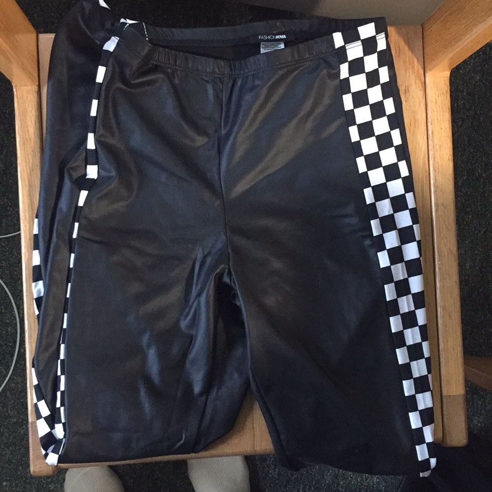 Black latex leggings